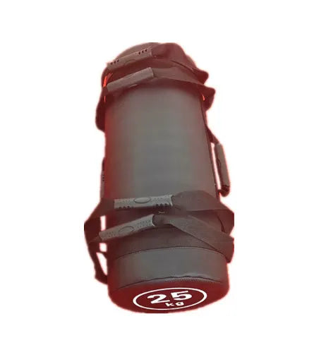 White PVC fitness training sandbag for weight lifting in various kg options.