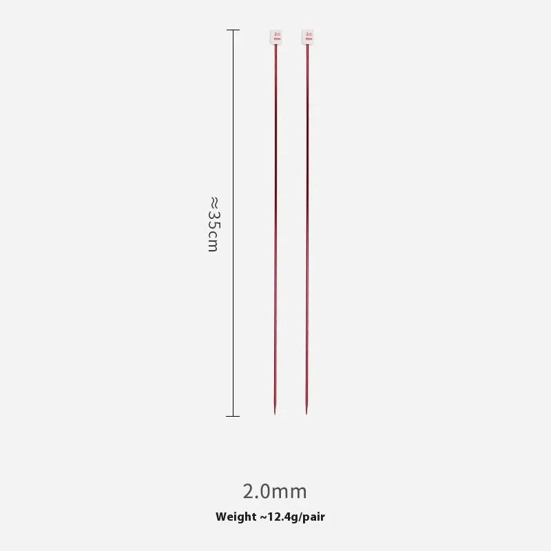 Set of lengthened crochet hooks in various sizes from 2.0mm to 10.0mm, each with a protective end cap.