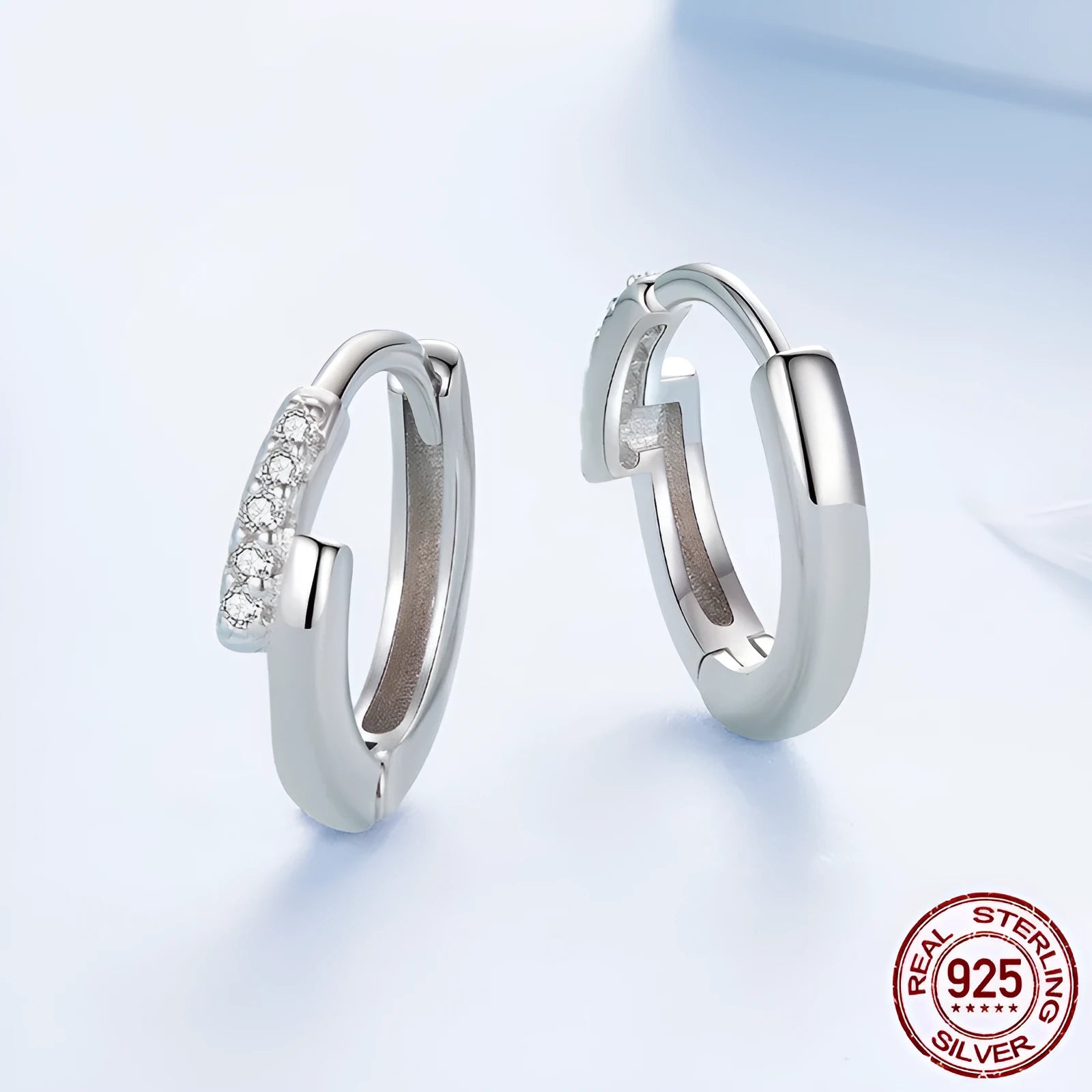 S925 sterling silver lines interlaced ear clip with refined zircon geometric shape for women simple style