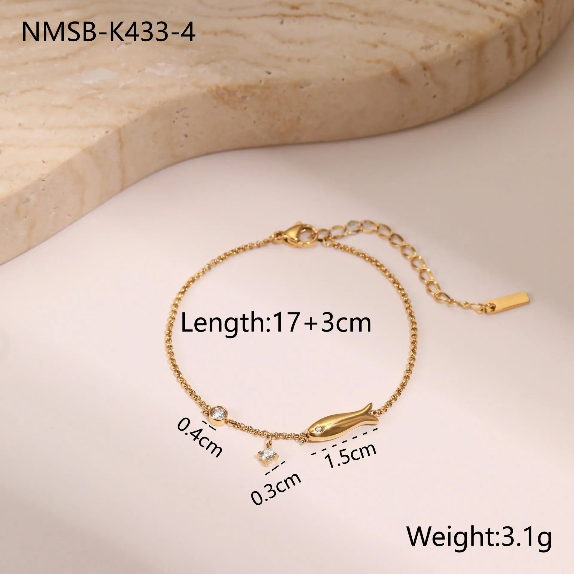 Gold plated stainless steel bracelet with geometric star pendant, women's office jewellery