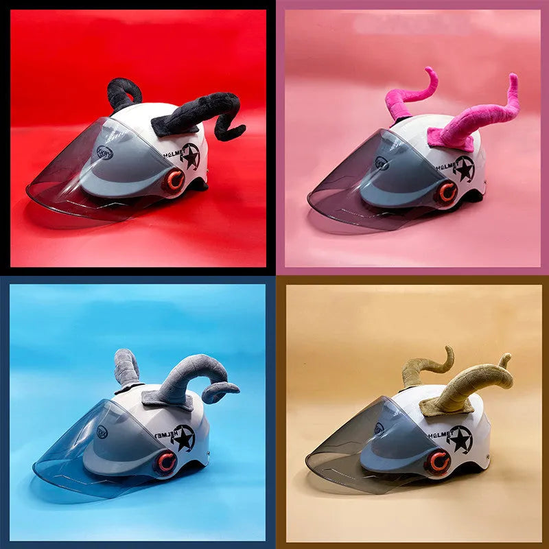 Pair of composite fibre demon horn ornaments for motorcycle full helmet customisation