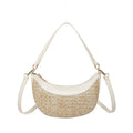 Straw dumpling-shaped crossbody bag with sandwich pocket in black, green, brown or white colour options