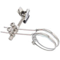 Auxiliary reading glass double clip with metal bracket and glass lenses for clip-on magnification.