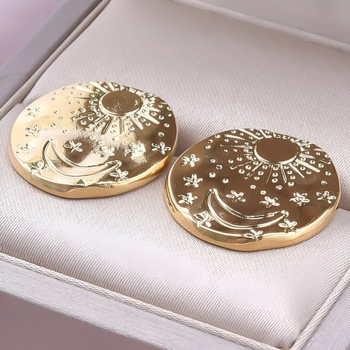 304 stainless steel geometric shell earring studs with gold electroplated finish