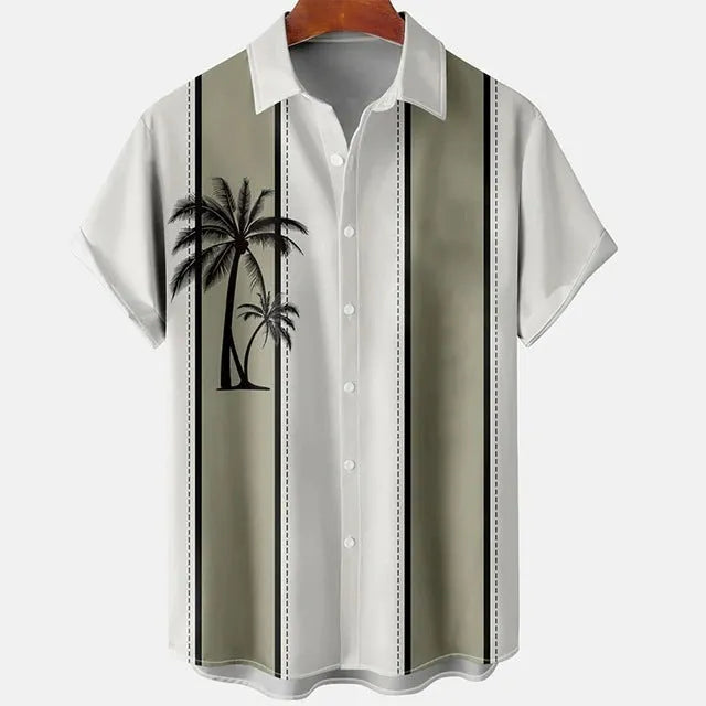 Men's slim fit floral print beach shirt with 3D digital pattern on polyester fabric