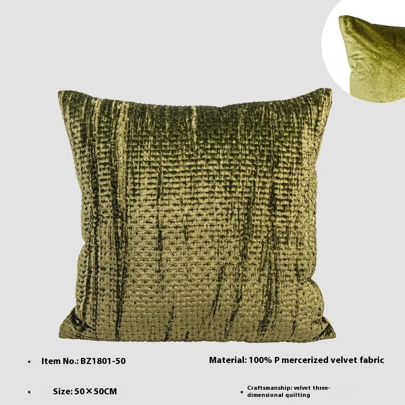 Antique style Chinese quilted cushion set with mercerised velvet cover and feather velvet filler in green, red, mocha, or orange.