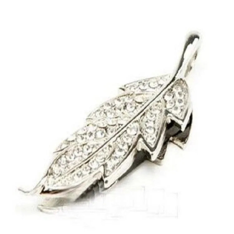Silver metal USB flash drive with crystal maple leaf jewellery decoration