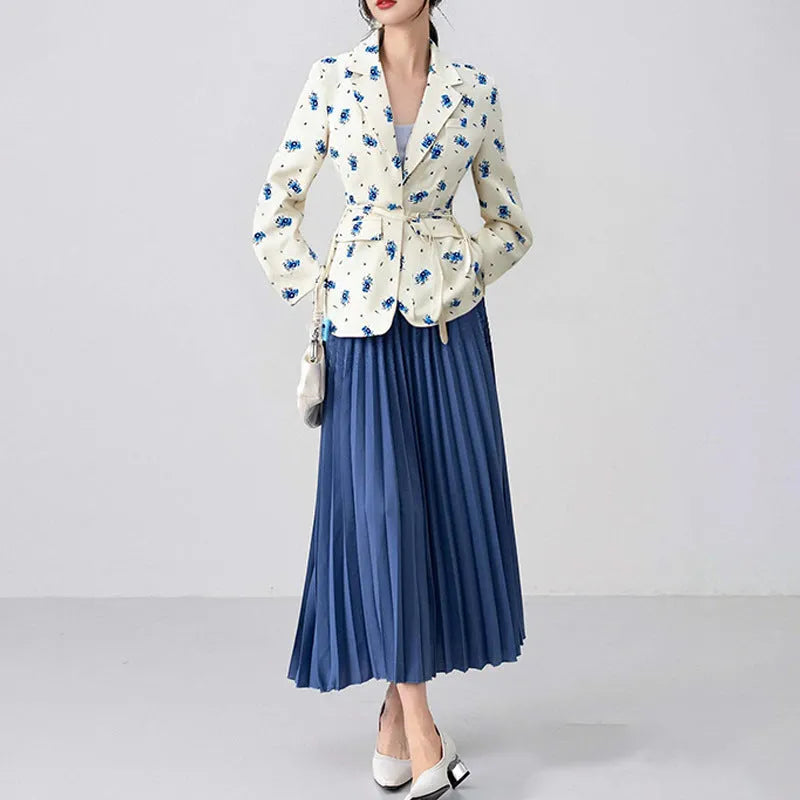 Women's collar lace-up waist-tight suit jacket in satin polyester, shown in apricot colour.