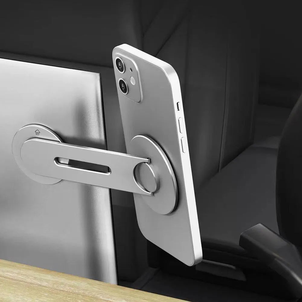 Aluminium alloy magnetic phone holder for Tesla vehicles with 180-degree flip adjustment
