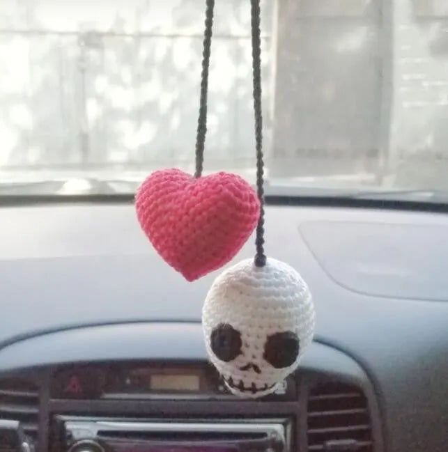Plush hand-woven car hanging ornament with Halloween cartoon design on polyester fabric