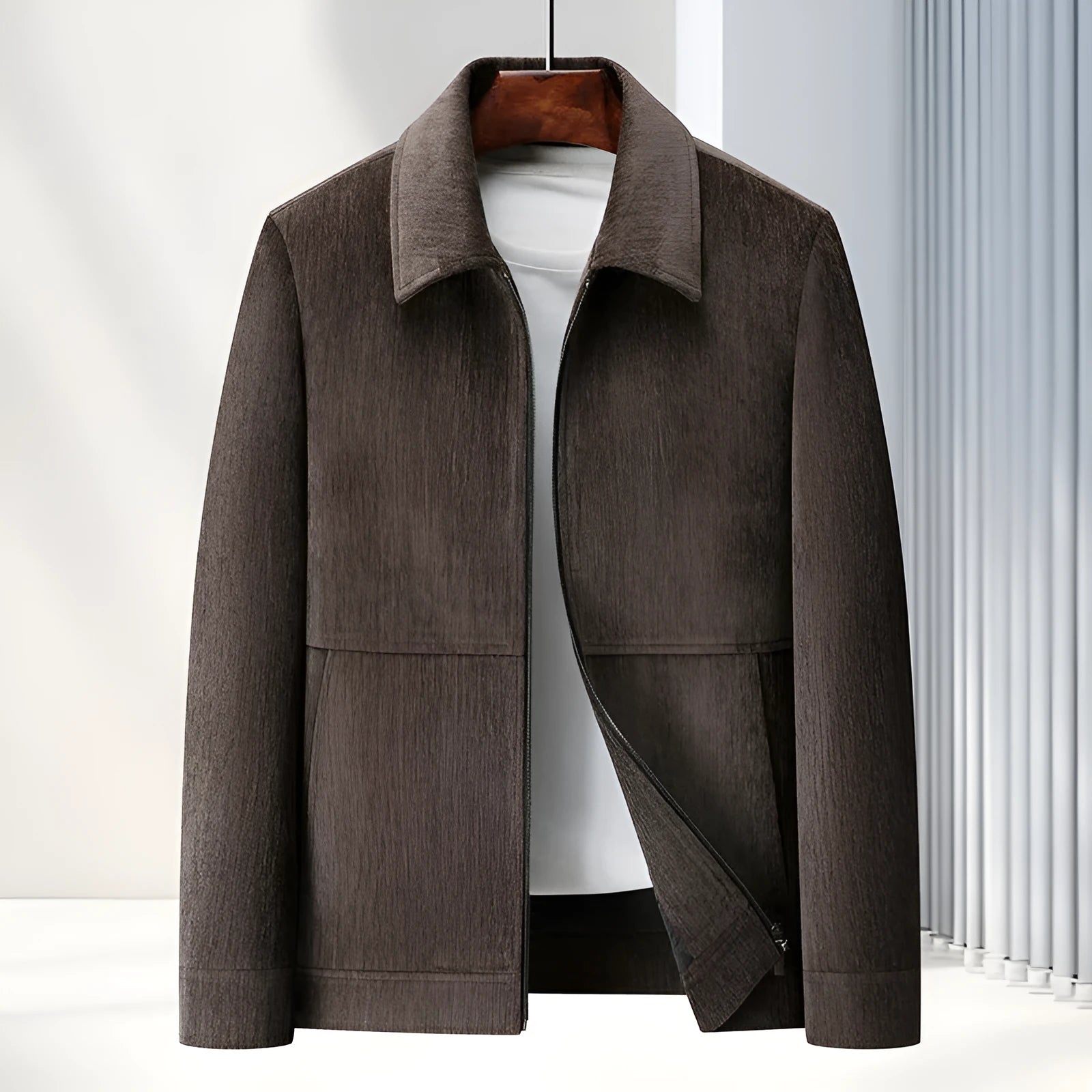Men's slim fit lapel jacket in polyvinyl alcohol fibre available in four colours