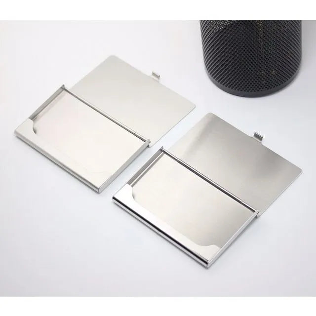304 stainless steel business card case with laser geometric sculpture and mirror finish