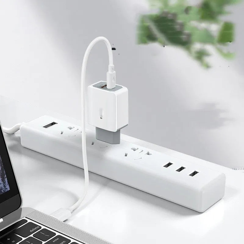 White European fast charger set with ABS PC housing showing 42mm compact dimensions
