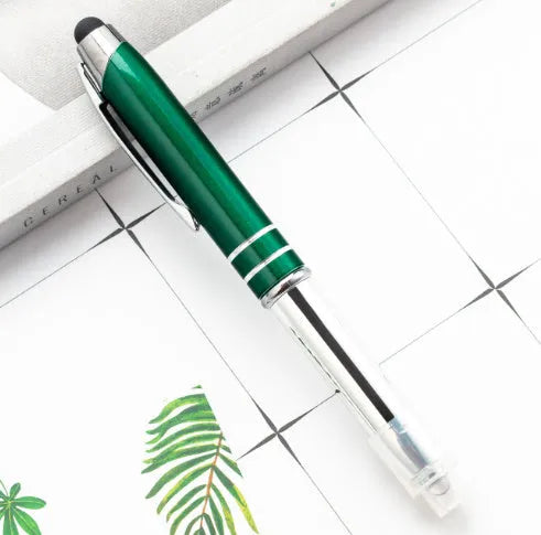 Metal multifunctional stylus pen with ballpoint and LED light in five colour options
