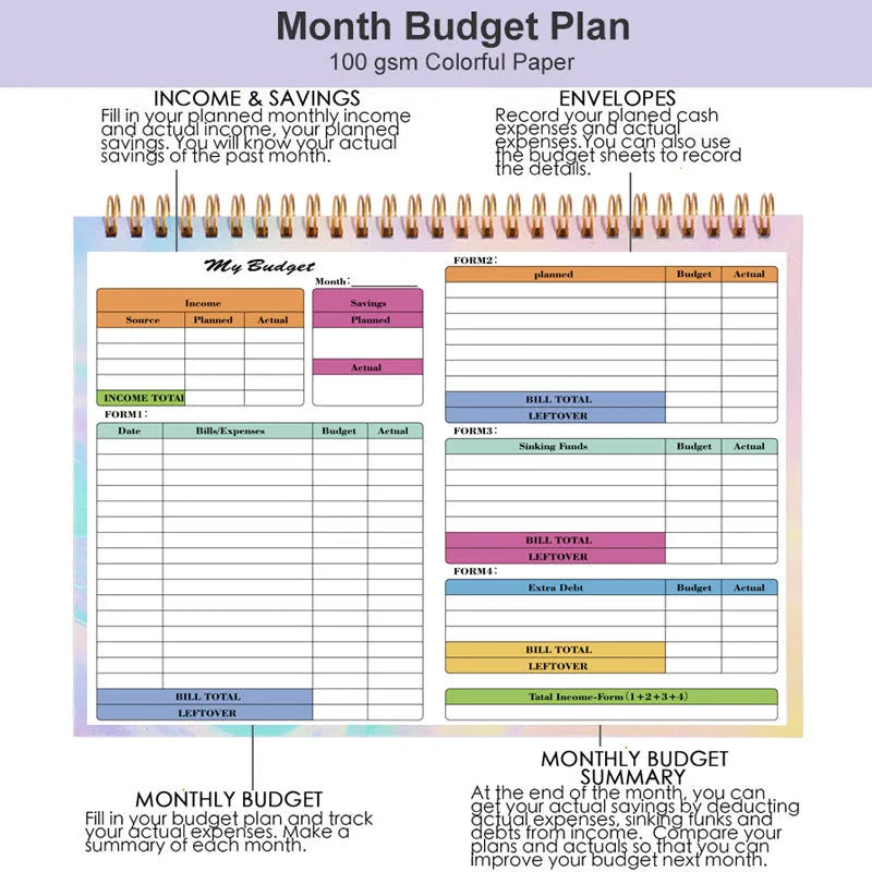B5 budget tally notebook with spiral binding for financial tracking