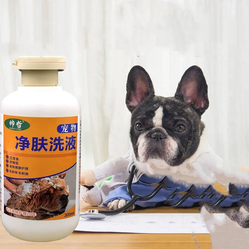 300ml bottle of pet medicine body lotion and cleansing wash for dogs and cats.