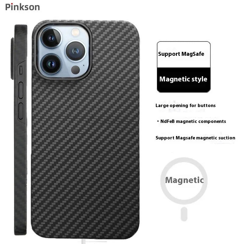 Aramid fibre ultra-thin frosted phone case for iPhone 12 series with black crater 1500D weave
