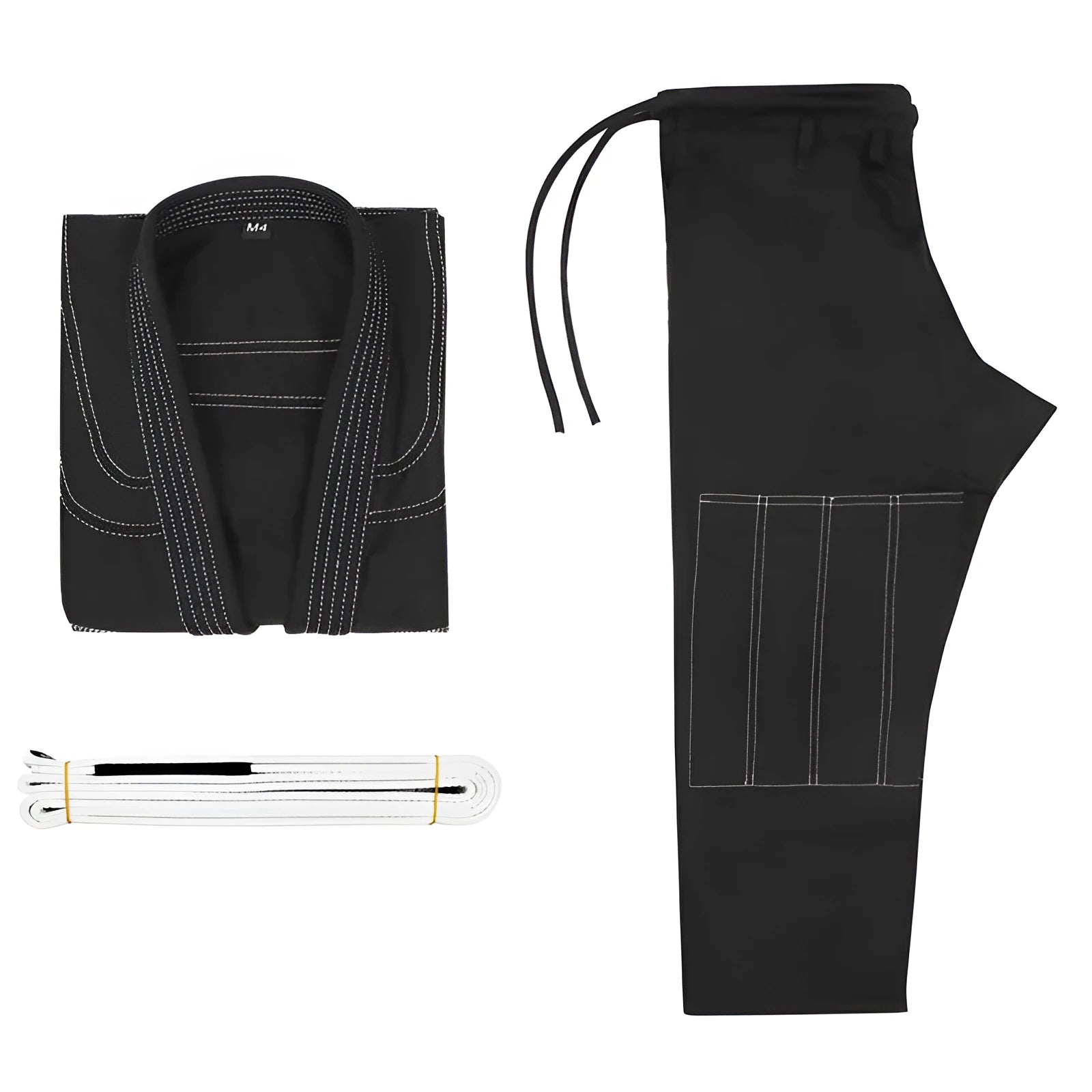 Thin Brazilian Jiu-jitsu gi training uniform in cotton blend fabric showing top and trousers