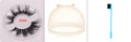 Affectionate brand 5D false eyelashes made from natural mink hair, shown with a dual-ended brush and a black hair cap.