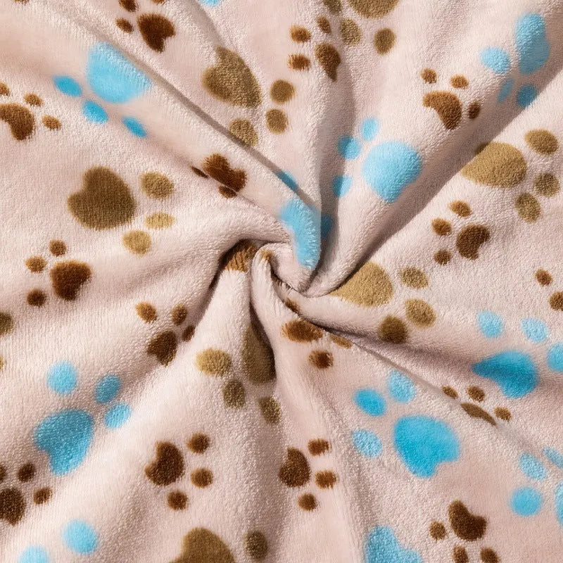 Cartoon anime dog blanket with double-sided flannel texture in blue dog or dog's paw designs
