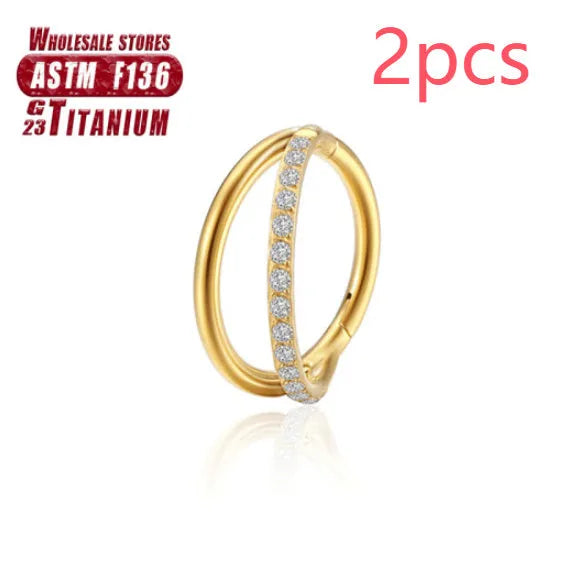 Titanium alloy fork nose ring in silver colour with diamond treatment and fork closure mechanism