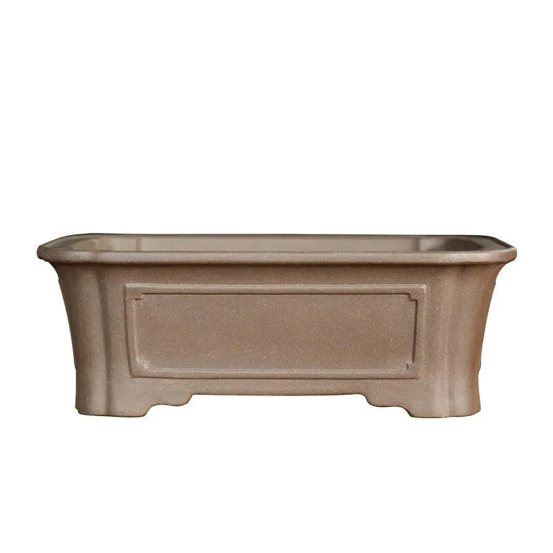 Purple sand rectangular bonsai planter with classical design and corner cutting details