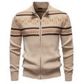 Cotton men's fashion sweater zipper knitted jacket in slim fit, colour army green