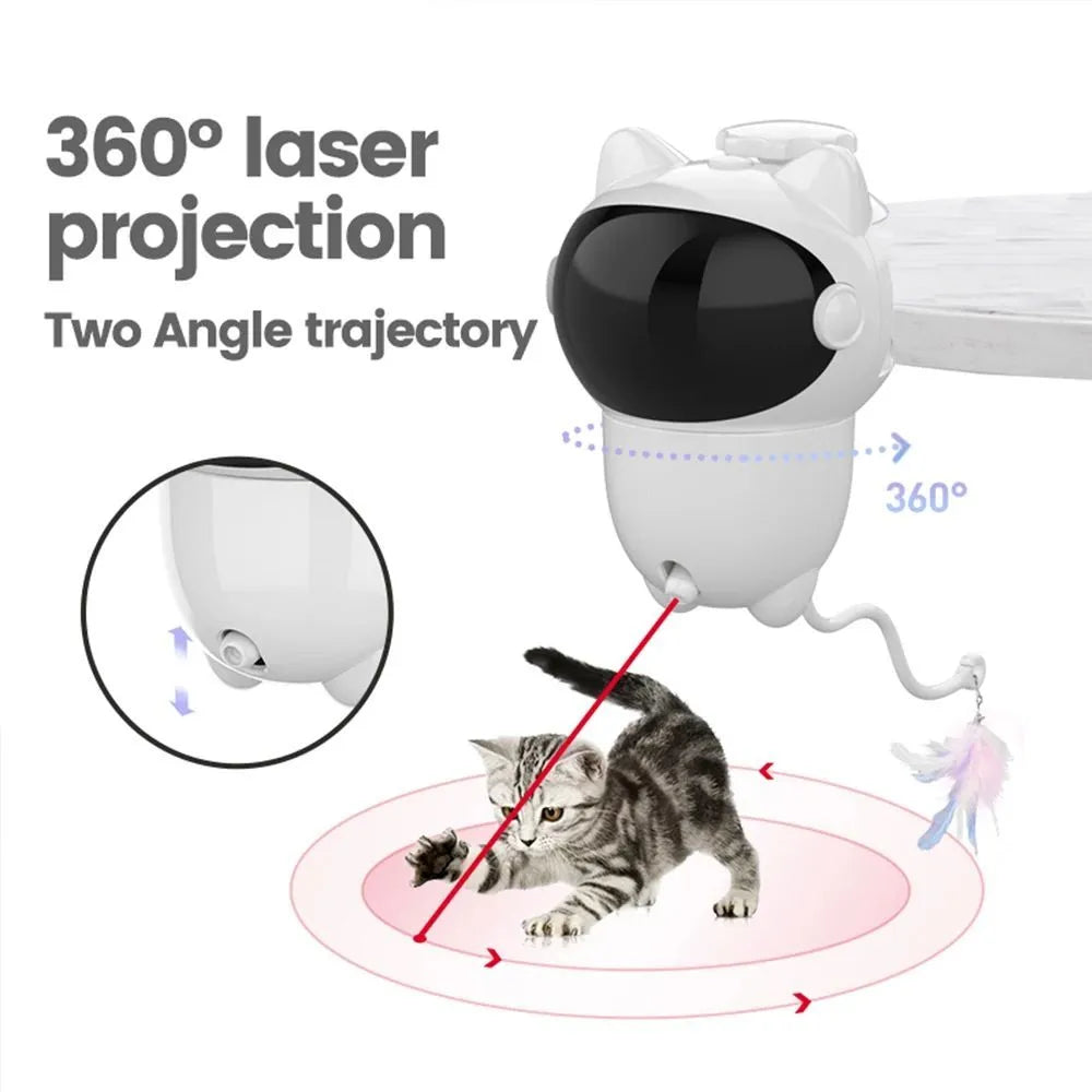 White ABS intelligent cat laser toy with automatic random moving red dot