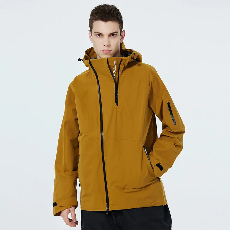 Unisex ski suit in windproof waterproof veneer fabric with double plate construction