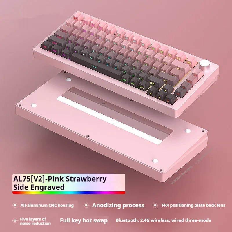 Heiji Snake aluminum mechanical keyboard kit with key puller and USB receiver on dark surface
