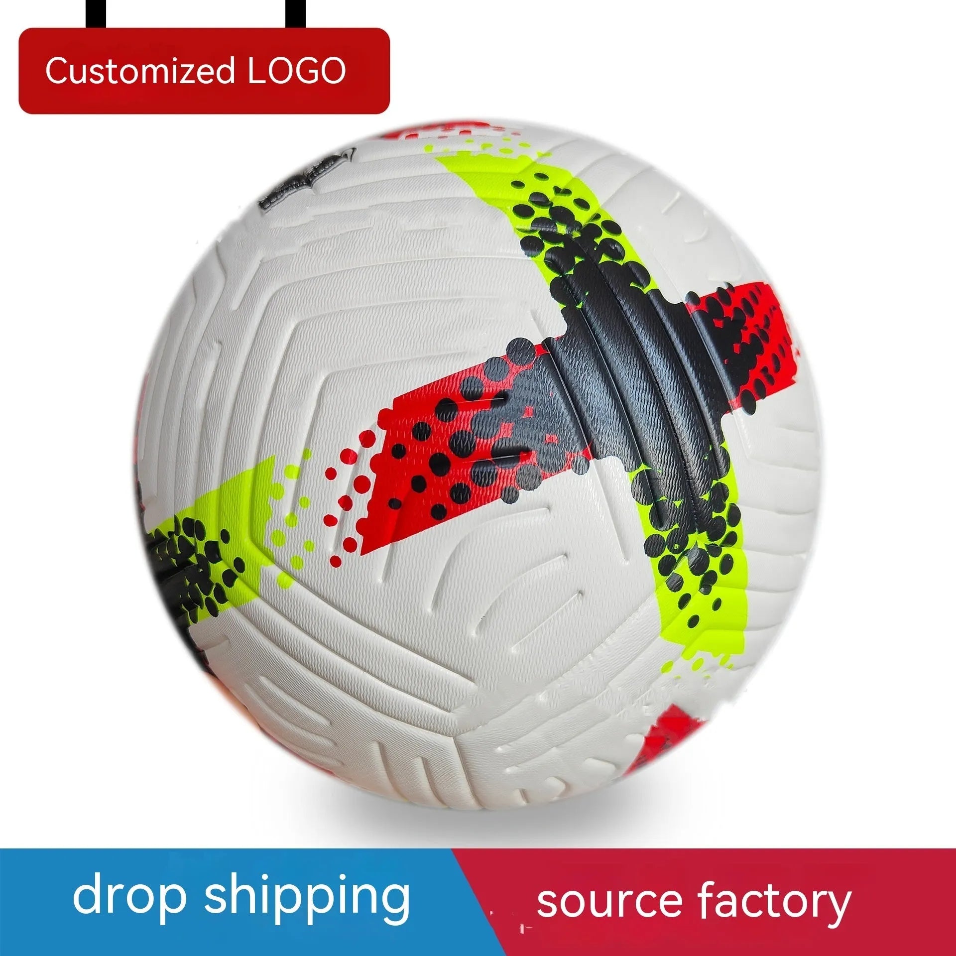 Fluorescent green Size 5 football with PU leather construction for training and matches