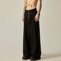 Men's black wide-leg casual trousers with vertical tube design and straight-leg styling