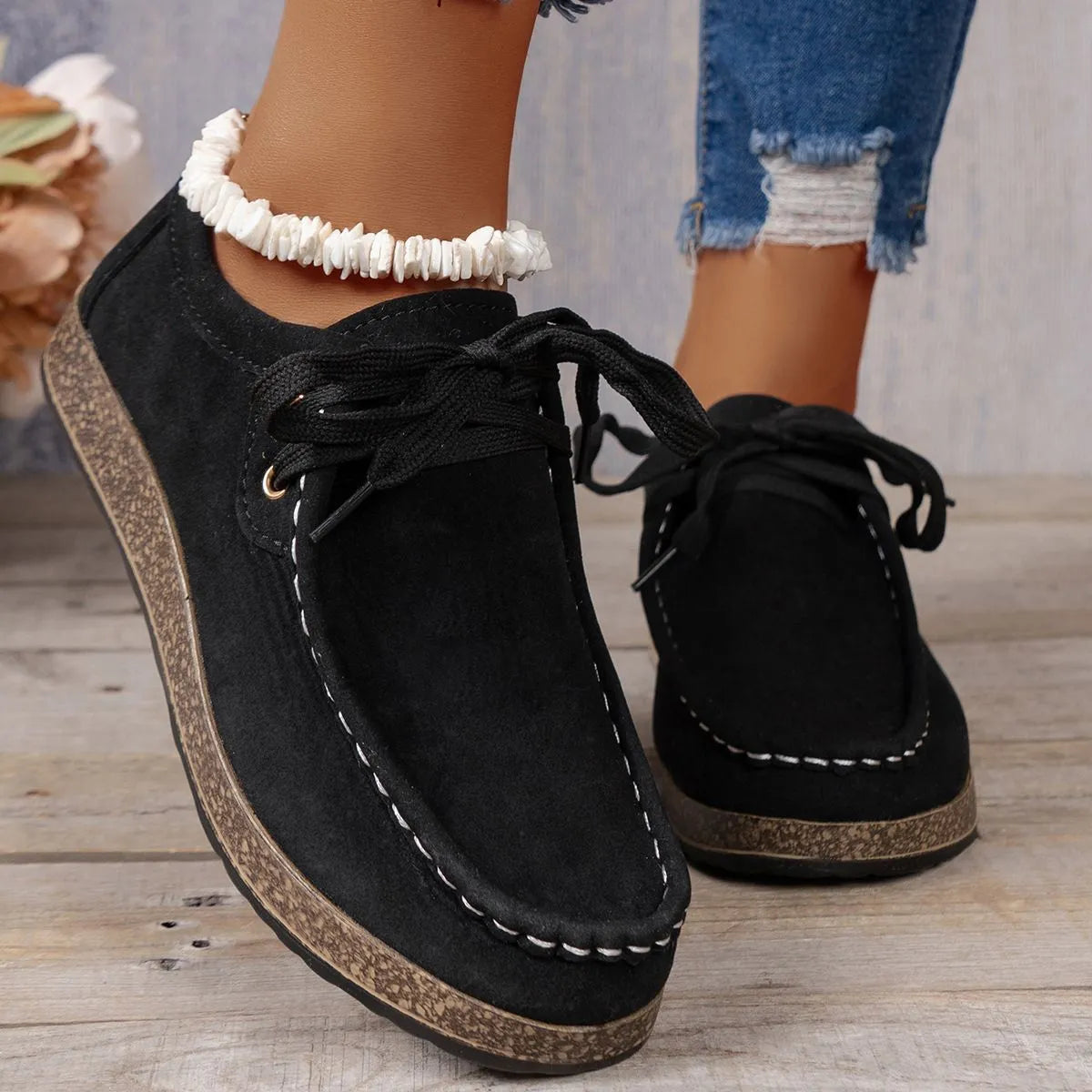 Plus size women's flat slip-on casual shoes with elastic band in five colours