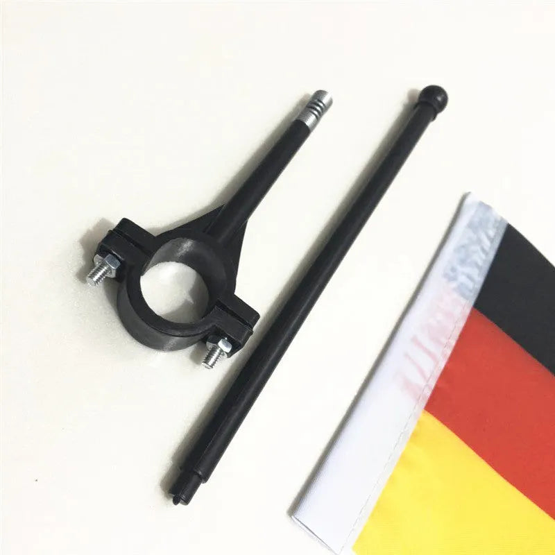 Car cycling handlebar flag pole with square polyester fabric flag for waving displays