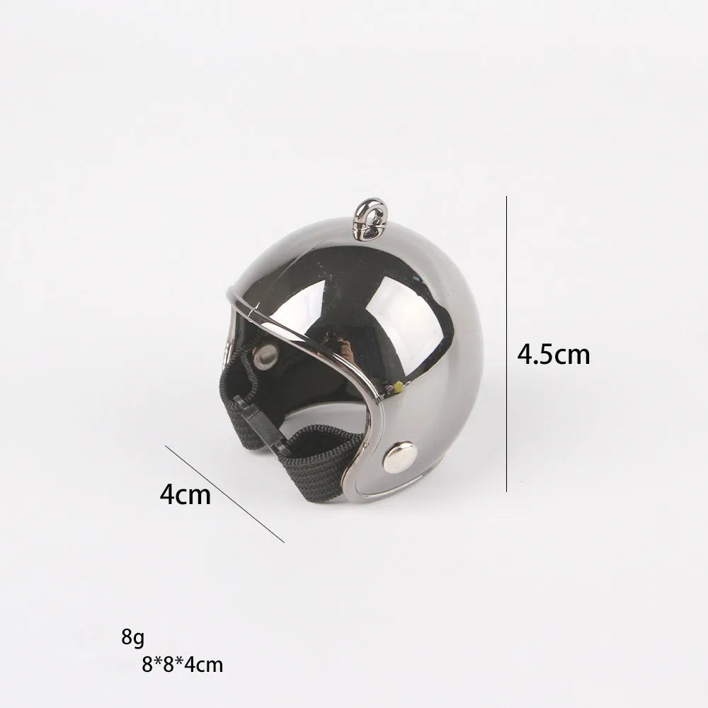 Small hard plastic pet helmet with elastic adjustment straps and sponge lining for chickens and birds