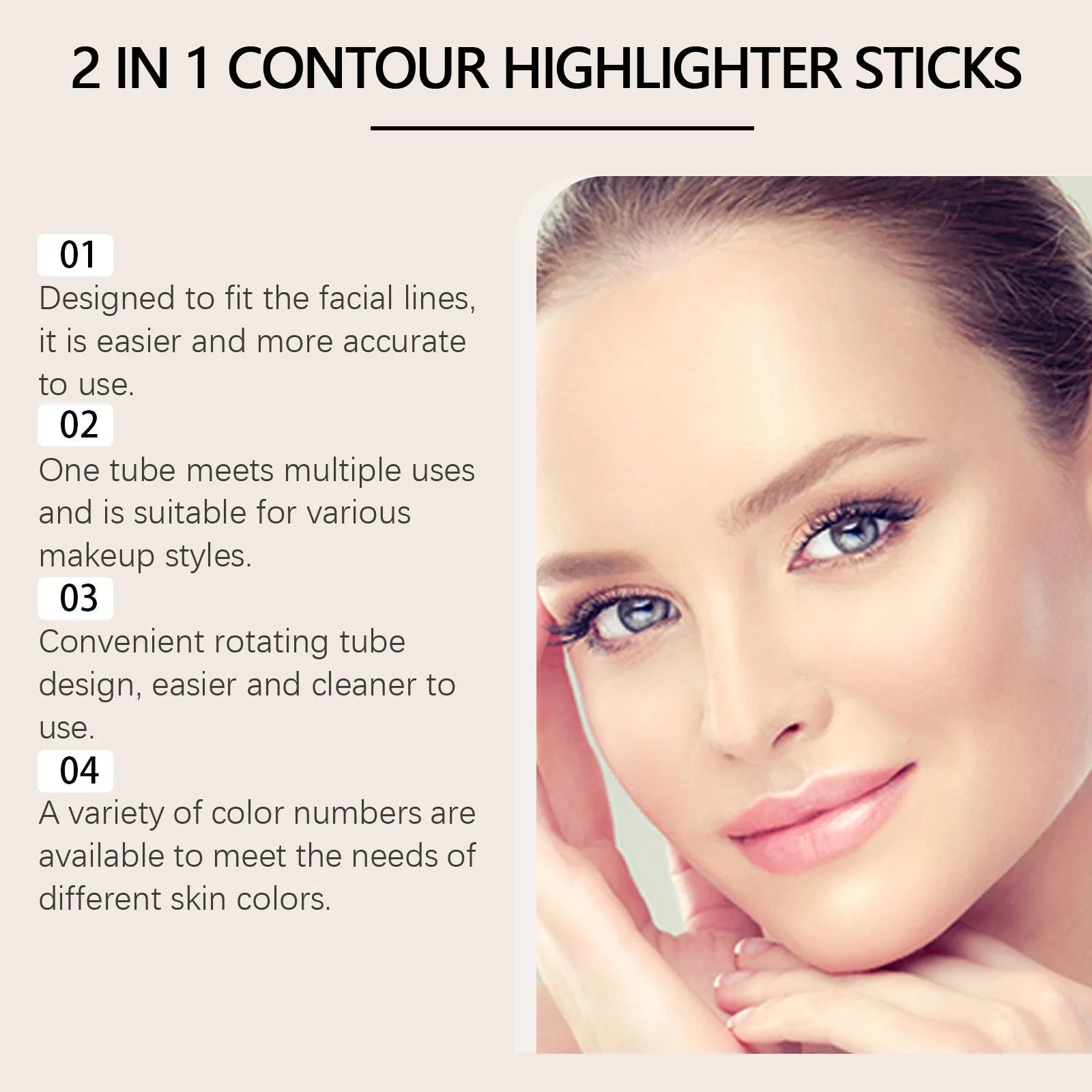 Dual-ended 2-in-1 highlighter and repair makeup pencil for eyebrows and contouring.