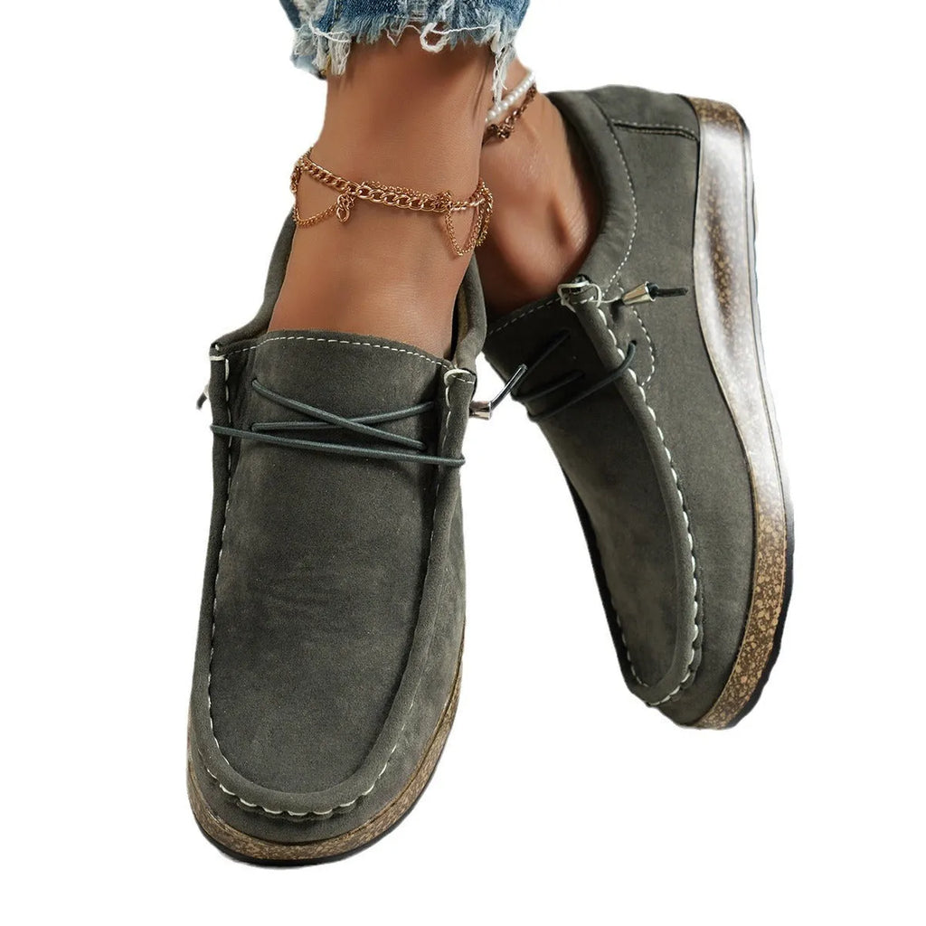 Plus size women's flat slip-on casual shoes with elastic band in five colours