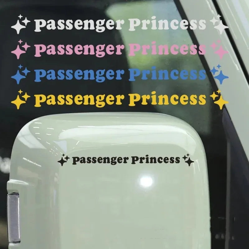 Passenger Princess rearview mirror decorative sticker in reflective colours, 12.5cm diameter