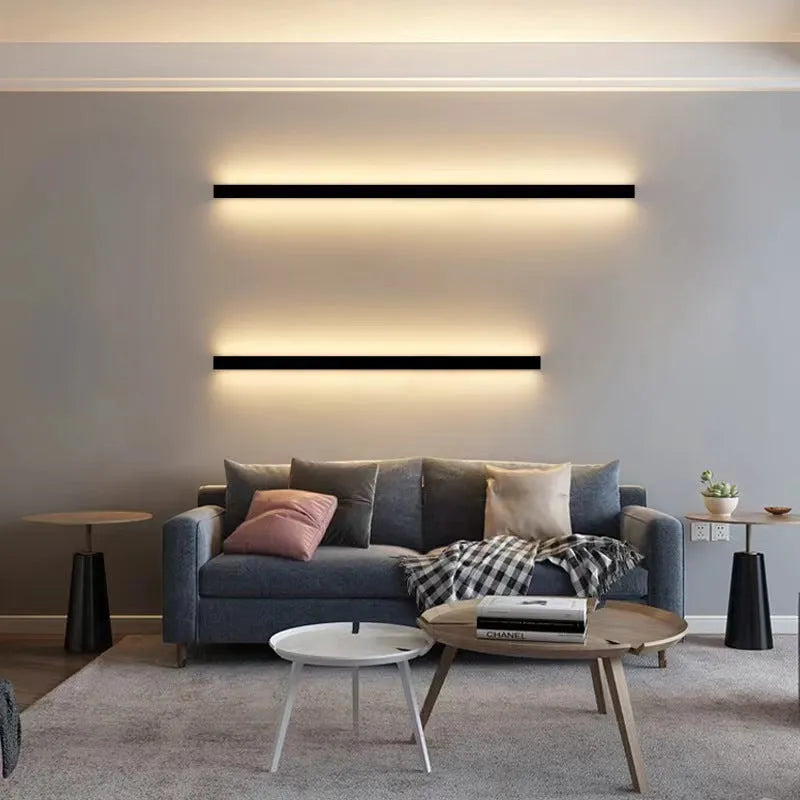 80 cm black aluminium strip LED wall lamp with touch control for three light colours