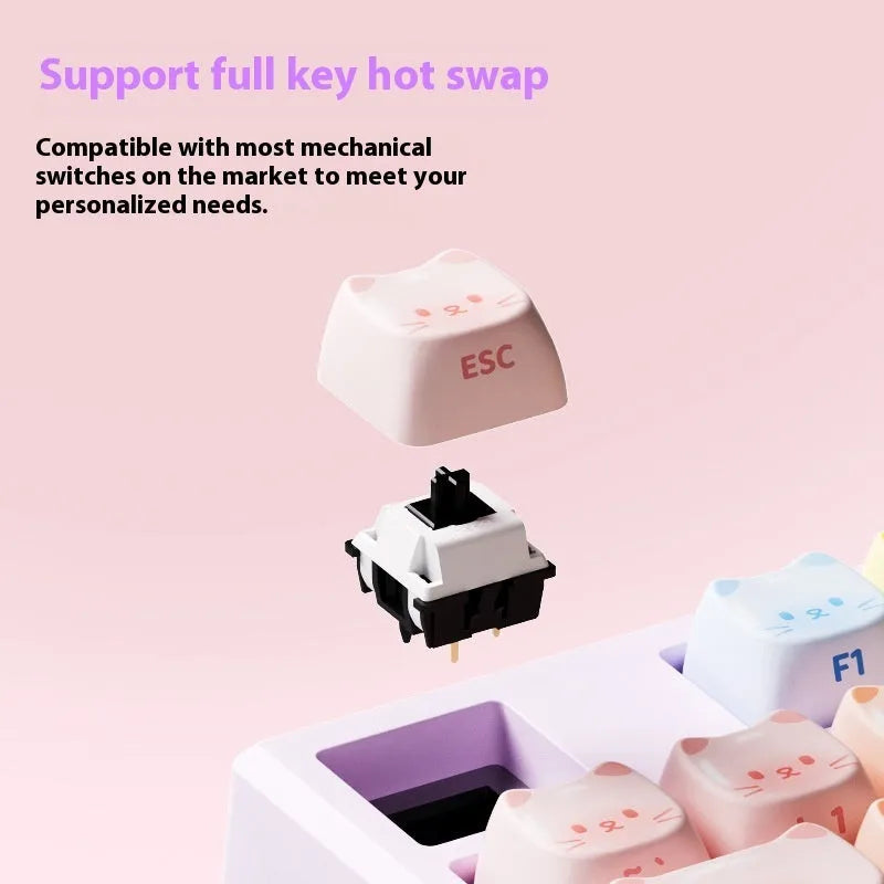 MG108B candy cat colour Bluetooth mechanical keyboard with piano shaft switches