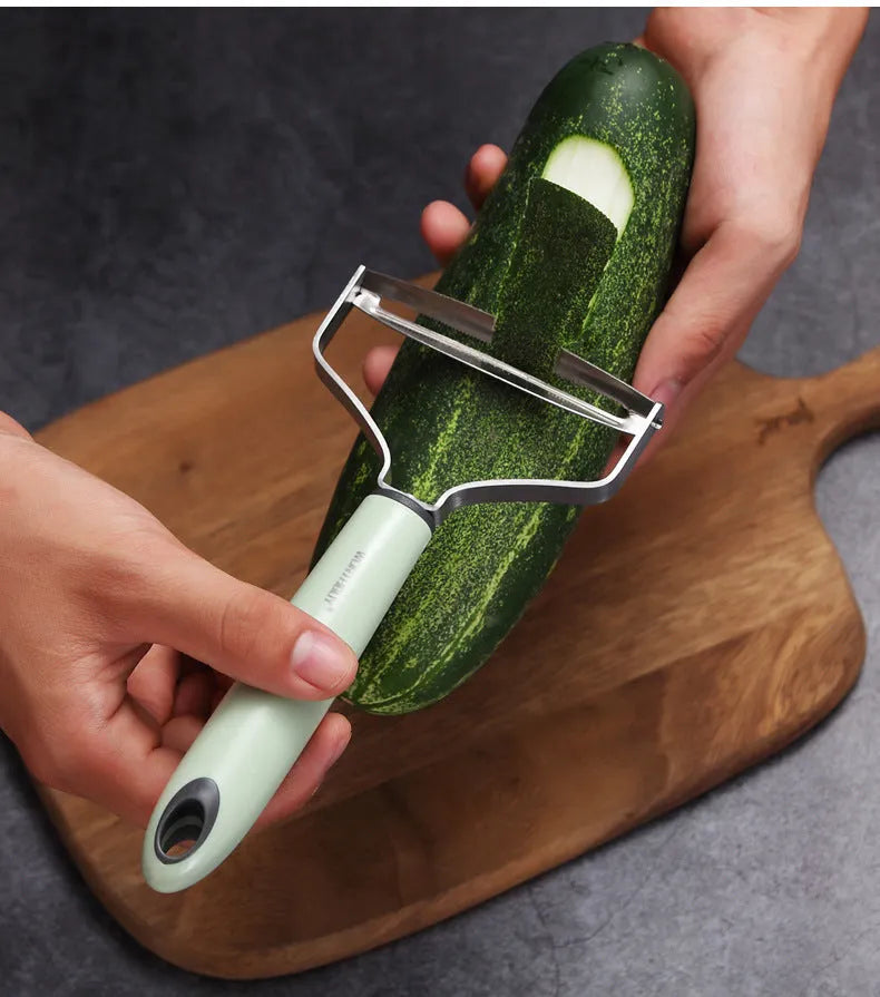 Multifunctional Stainless Steel Kitchen Melon and Fruit Peeler Peeler with Paring Knife Household Large Cutting Tool Modern Simplicity Green