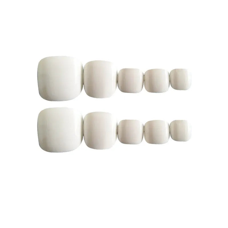 White starry sky pattern press-on false toenails for women with included adhesive glue