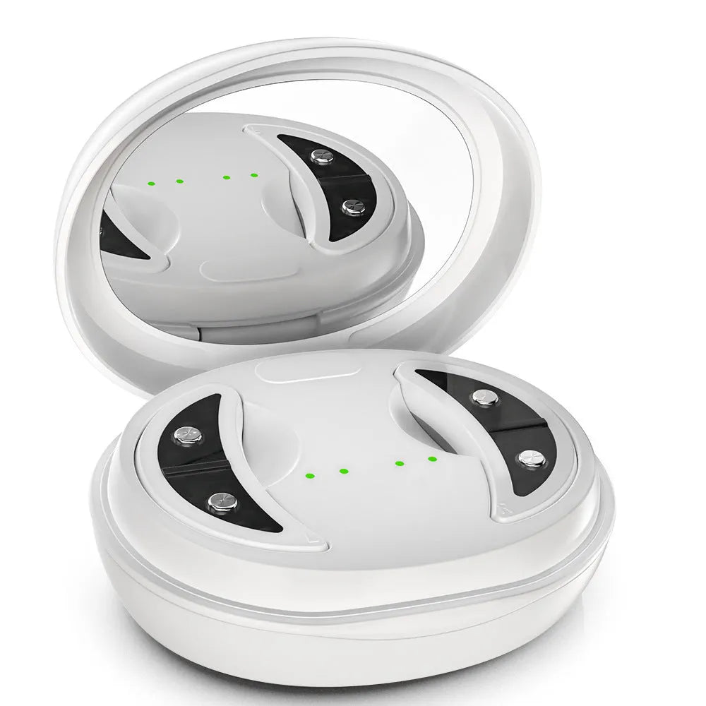 White wireless red light EMS facial beauty device for eye and face massage treatments