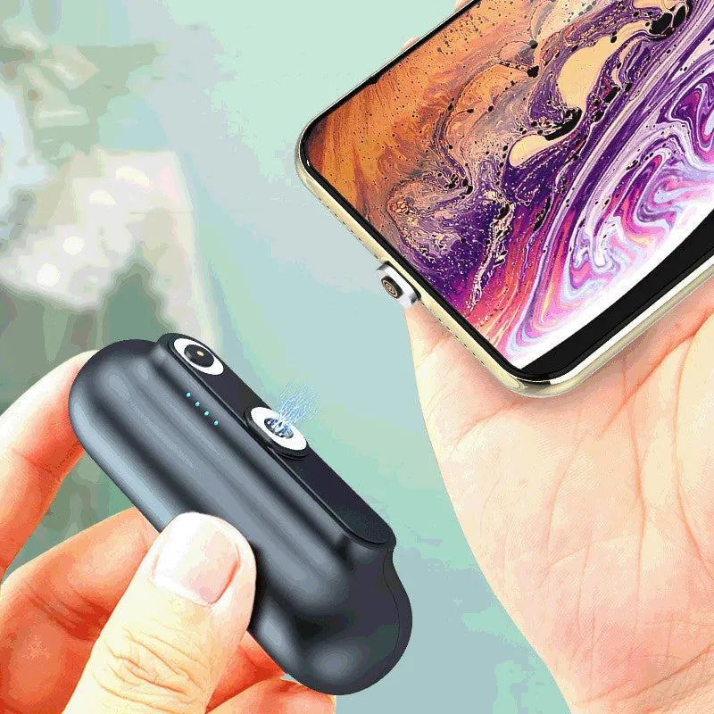 Smart Magnetic Mini Power Bank 2600mAh plastic shell black colour compact portable charger
