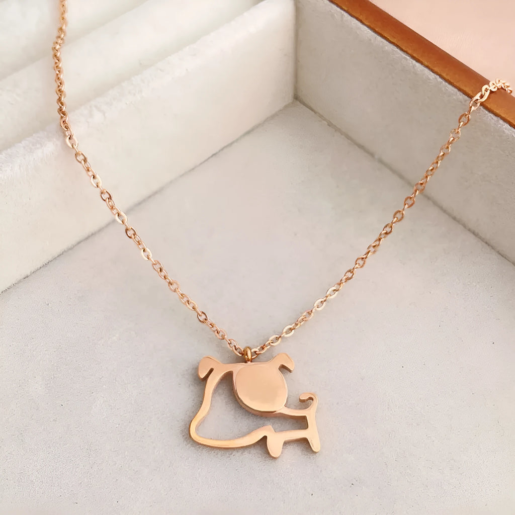 Rose gold titanium steel clavicle chain necklace with geometric line design and electroplated finish