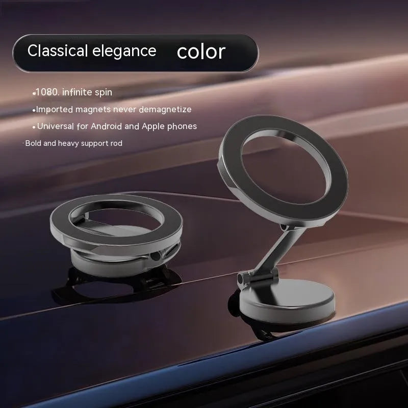 All-metal magnetic car phone mount with foldable arms in Qian colour on dashboard