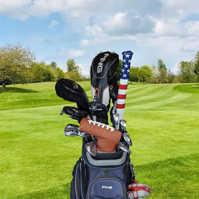 Black PU leather golf push rod case sleeve for club head protection