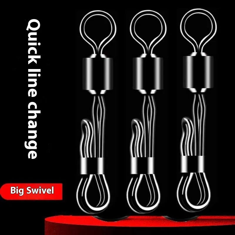 Brass quick change barrel swivel bearing for fishing with 8-word quick release mechanism.