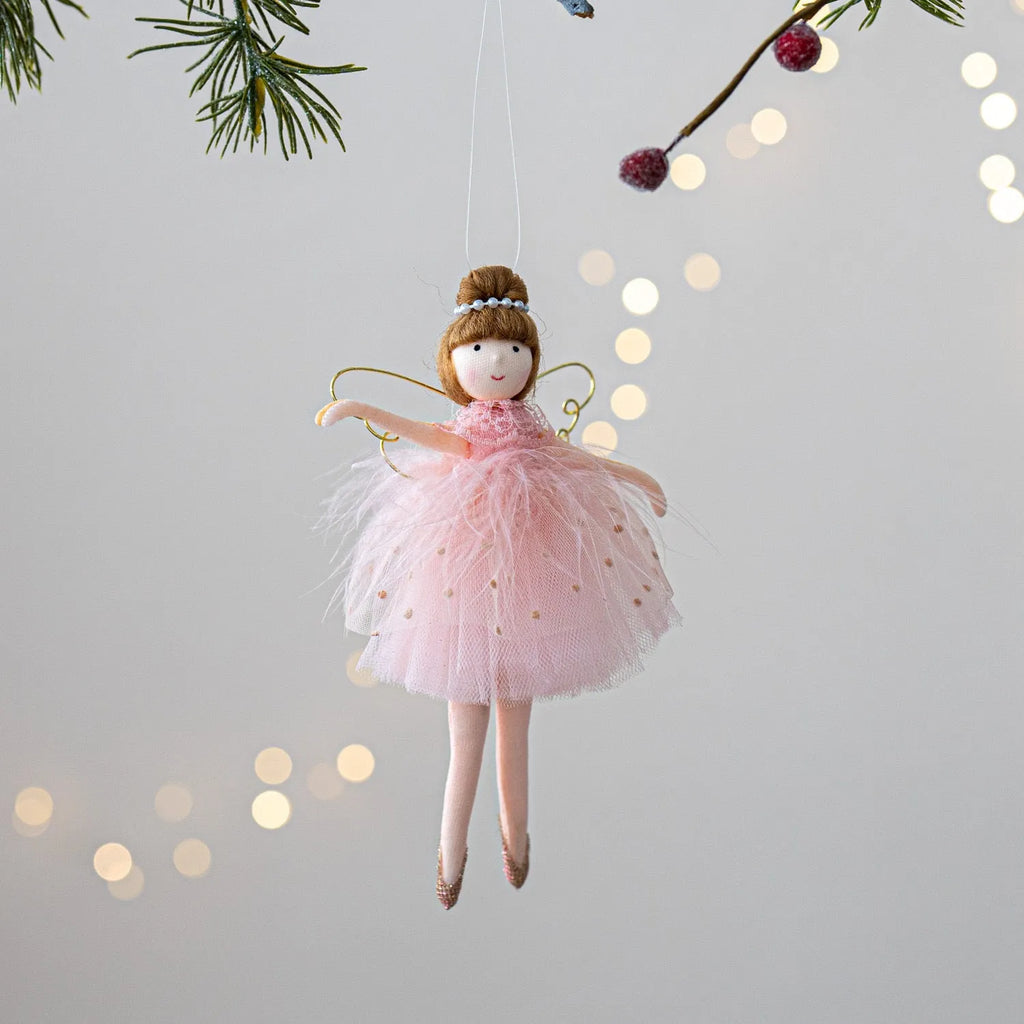 Pink and white ballet angel plush doll pendant with modern simplicity design