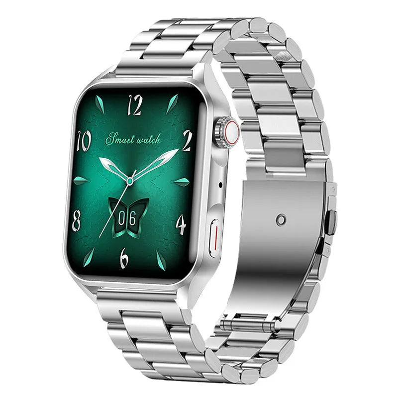 HD AMOLED smart watch with NFC on silicone strap showing multi-dial display